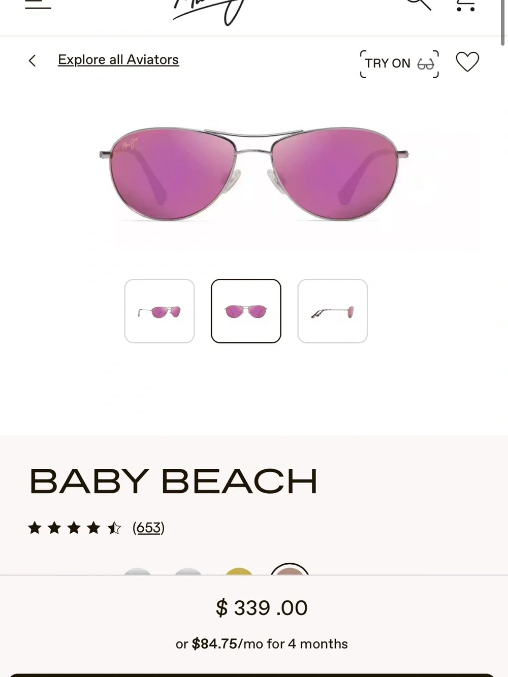 Maui Jim Iconic Aviator , Baby Beach